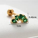 Green / 1 Piece Simple Series Drop shape Titanium Steel   Gold Color Zircon Women's Stud Earrings Picture3